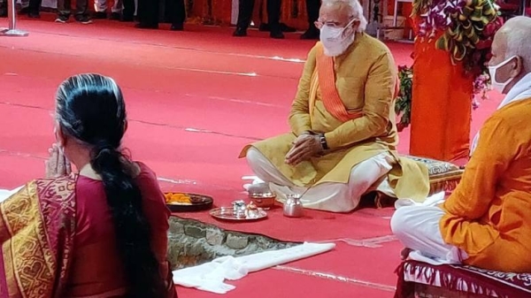 Indian PM Narendra Modi on Wednesday laid the foundation stone for a Hindu temple in the northern city of Ayodhya on the land where the historic Babri Masjid once stood. — Courtesy photo