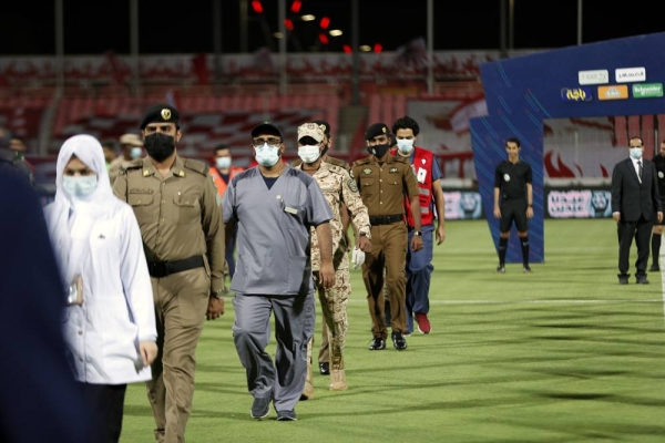 At the start of the Al Nasr v Al Hilal match of the SPL.