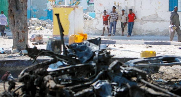 

File photo of a wreckage of suicide car bomb in Mogadishu. The Security Council met Thursday to update members on the nexus between terrorism and organized crime. — courtesy UN Photo/Stuart Price