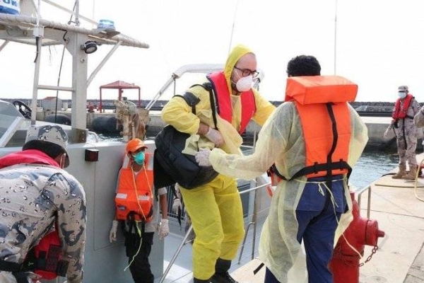 The sick Turkish national being evacuated. — SPA