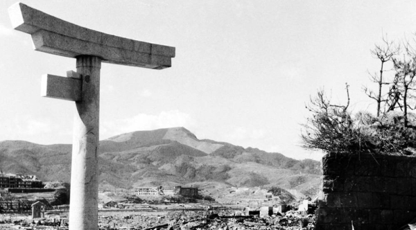 Ruins of Nagasaki about 800 meters from the hypocenter in mid-October 1945. — courtesy UN Photo/Shigeo Hayashi