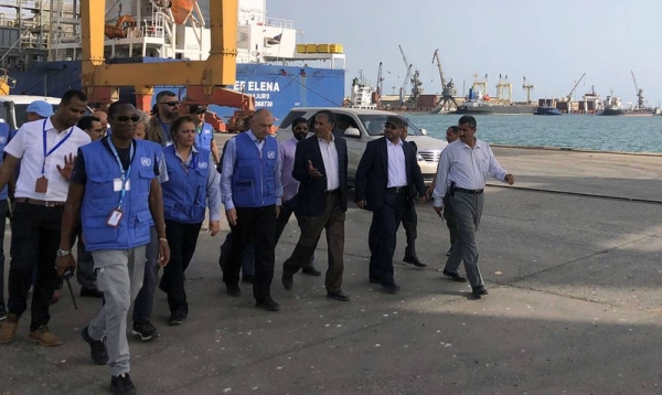 The Chairman of the Redeployment Coordination Committee, Lt. Gen. Michael Lollesgaard, visits the ports of Hodeidah, Salif and Ras Issa. — courtesy UNHMA
