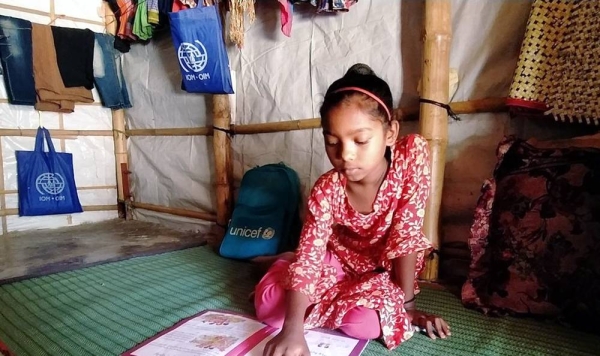 

Shefuka (9) studies at home with support from her mother and teacher, while her learning centre remains closed in the Rohingya refugee camps. — courtesy UNICEF