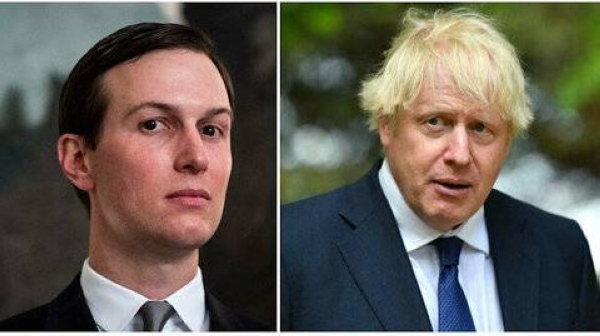 British Prime Minister Boris Johnson, right, and US President Donald Trump’s senior adviser Jared Kushner are seen in this file combination picture. — Courtesy photo