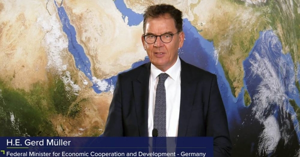 Gerd Müller, Federal Minister for Economic Cooperation and Development of Germany speaks at the Global Manufacturing and Industrialisation Summit (GMIS).