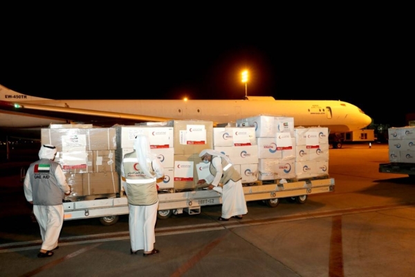 A medical aid aircraft dispatched by the Emirates Red Crescent (ERC) arrived in Damascus on Friday, carrying 25 tons of medications and medical supplies and equipment as part of the UAE's humanitarian response to the global pandemic. The first aid plane arrived on Sunday. — WAM photos

