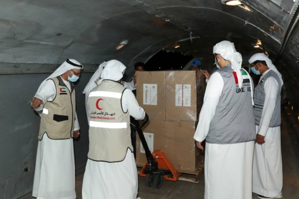 A medical aid aircraft dispatched by the Emirates Red Crescent (ERC) arrived in Damascus on Friday, carrying 25 tons of medications and medical supplies and equipment as part of the UAE's humanitarian response to the global pandemic. The first aid plane arrived on Sunday. — WAM photos

