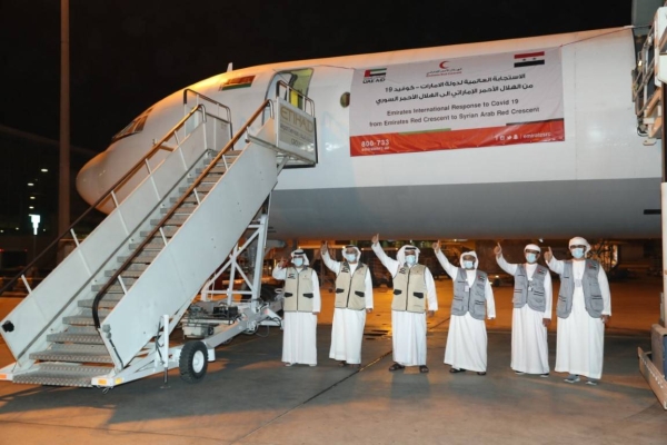 A medical aid aircraft dispatched by the Emirates Red Crescent (ERC) arrived in Damascus on Friday, carrying 25 tons of medications and medical supplies and equipment as part of the UAE's humanitarian response to the global pandemic. The first aid plane arrived on Sunday. — WAM photos

