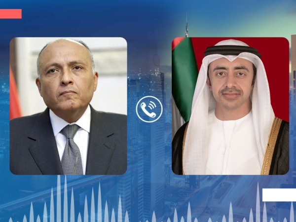 Foreign Minister of the United Arab Emirates Sheikh Abdullah bin Zayed Al Nahyan, right, held telephone talks on Friday with his Egyptian counterpart Sameh Shoukry. — WAM photo