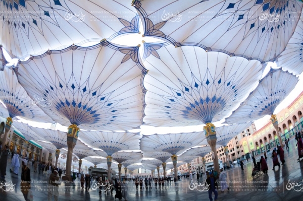 The umbrellas at the Prophet's Mosque.