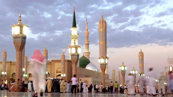 The umbrellas at the Prophet's Mosque.
