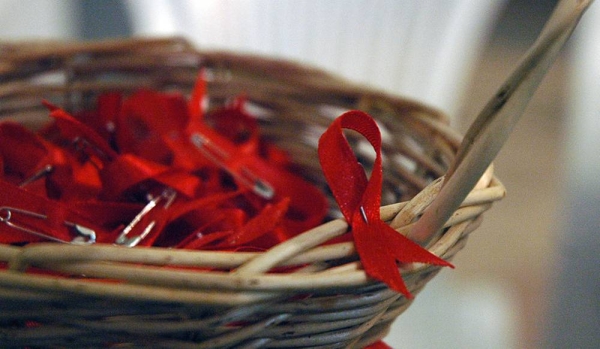 Red Ribbon — symbol of global campaign to combat HIV-AIDS. — courtesy Public Health Alliance/Ukraine