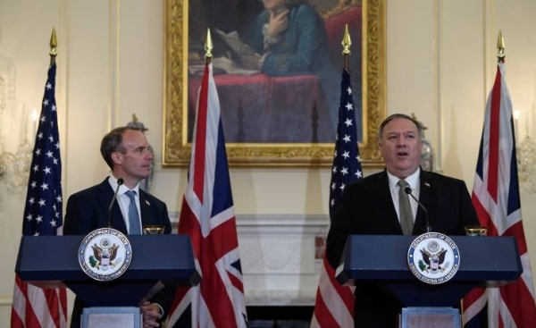  Britain’s Foreign Minister Dominic Raab on Wednesday lauded the historic signing of peace agreements between the United Arab Emirates, Bahrain, and Israel, hailing the US leadership after a meeting with Secretary of State Mike Pompeo in Washington. — Courtesy photo