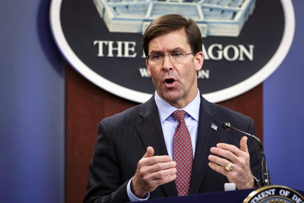 File photo shows US Defense Secretary Mark Esper.