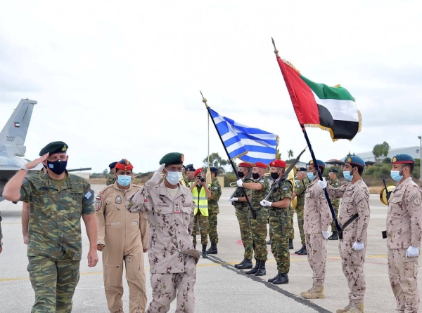 Chief of Staff of the United Arab Emirates Armed Forces Lt. Gen. Hamad Mohammed Thani Al Rumaithi, who is currently visiting Greece, on Tuesday inspected the site of joint military exercises between the UAE and Greek air forces in the Greek island of Crete. — WAM photos