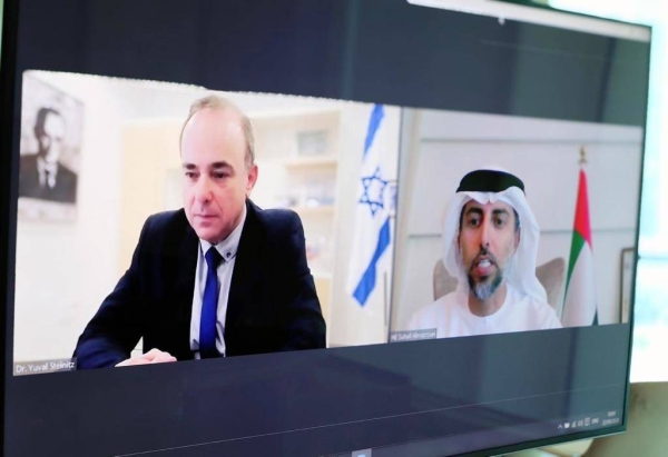 Suhail Bin Mohammed Al Mazrouei, UAE Minister of Energy and Infrastructure, discussed with Yuval Steinitz, Israeli Minister of Energy, cooperation in this sector.