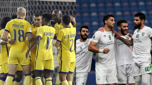 A combo picture of Saudi Arabia clubs, Riyadh based Al-Nasr football club and its rival Jeddah-based Al-Ahli team, who face off in the AFC Championships quarterfinals on Wednesday.