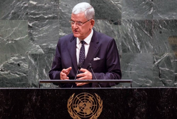 Volkan Bozkir, president of the 75th session of the United Nations General Assembly, delivers closing remarks to the general debate of the General Assembly’s seventy-fifth session. — UN Photo/Loey Felipe
