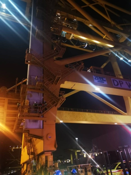 The Dubai Police has rescued a crane operator who suffered a heart attack while performing his duties 65 meters from the ground. — WAM photos