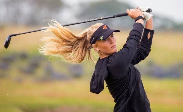 Diksha Dagar of India during a practice round of Ladies European Tour 2020. Investec South African Women's Open. Westlake Golf Club, Westlake, Cape Town, South Africa. — courtesy Tristan Jones