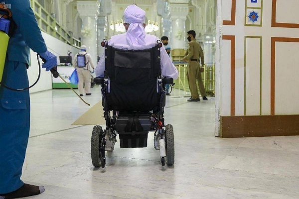  The General Presidency for the Affairs of the Two Holy Mosques has allocated special entrances and a place for prayers on the first floor at the Grand Holy Mosque for people with disabilities. — SPA photos