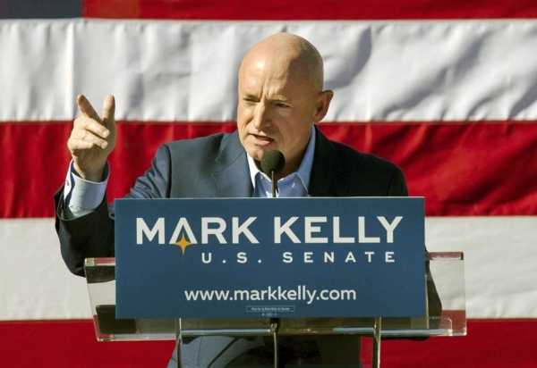 File photo shows Democrat Mark Kelly during a rally in Arizona. Kelly defeated Republican Sen. Martha McSally in the Senate race.