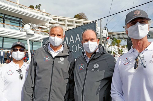 AMAALA CEO Nicholas Napels, left, with OceanoScientific crew before the two-week scientific expedition. — courtesy  AETOSWire