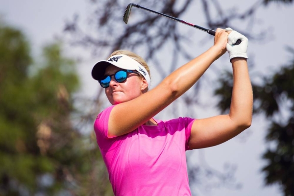 10/01/2019. . Laura Davies of England during the first round of the Ladies European Tour 2019 Fatima Bint Mubarak Ladies Open at Saadiyat Beach Golf Club, Abu Dhabi, UAE.  — courtesy Tristan Jones