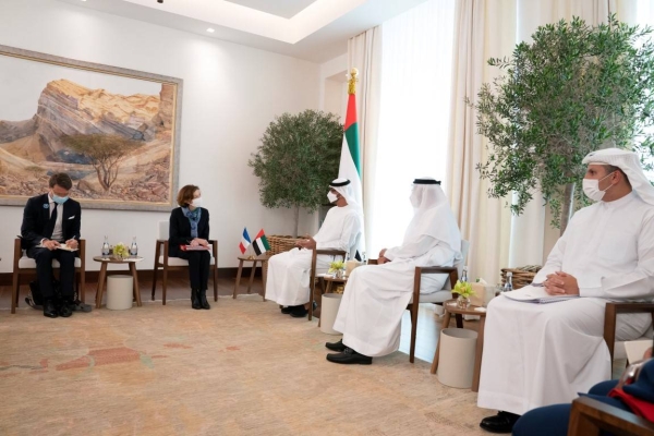 Crown Prince of Abu Dhabi Sheikh Mohamed bin Zayed Al Nahyan, who is also the deputy supreme commander of the armed forces in the United Arab Emirates, received on Monday French Minister of the Armed Forces Florence Parly. — File photos