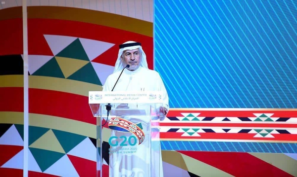 The Adviser at the Royal Court, Supervisor General of the King Salman Humanitarian Aid and Relief Center (KSrelief) Dr. Abdullah Al-Rabeeah speaking at the G20.