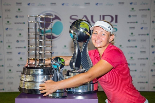 Emily Kristine Pedersen of Denmark with her trophies from Saudi Arabian swing.