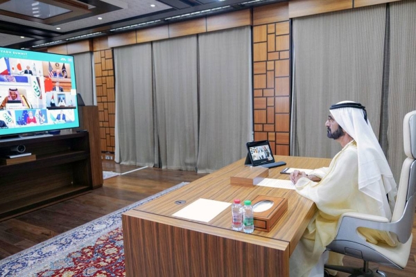 Sheikh Mohammed Bin Rashid Al Maktoum, vice president, prime minister and ruler of Dubai, participated in the virtual G20 summit, held on Saturday under the chairmanship of the Custodian of the Two Holy Mosques King Salman of Saudi Arabia under the theme: 