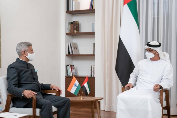 Indian Foreign Minister Dr. Subrahmanyam Jaishankar was received by Abu Dhabi Crown Prince Sheikh Mohamed bin Zayed Al Nahyan at Al Shati Palace in Abu Dhabi on Wednesday. — WAM photo