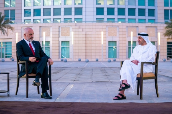 Foreign Minister of the United Arab Emirates Sheikh Abdullah bin Zayed Al Nahyan reviewed prospects of advancing cooperation with Albanian Prime Minister Edi Rama. — WAM photo