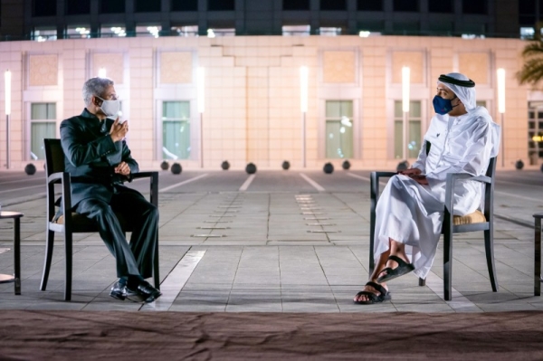 Foreign Minister of the United Arab Emirates Sheikh Abdullah bin Zayed Al Nahyan met on Thursday with his Indian counterpart Dr. Subrahmanyam Jaishankar.  The meeting was attended by Khalifa Shaheen Al Marar, the Assistant Minister of Foreign Affairs and International Cooperation for Political Affairs, and Pavan Kapoor, India's ambassador to UAE. — WAM photos