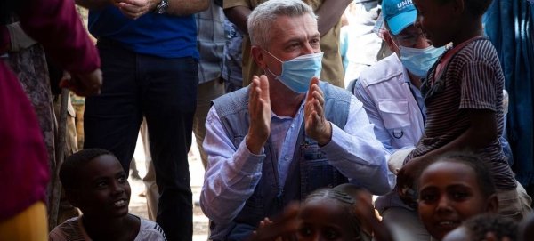 UN High Commissioner for Refugees, Filippo Grande meets refugees from Ethiopia in the Hamdayet Border Reception Center in Eastern Sudan. — Courtesy photo