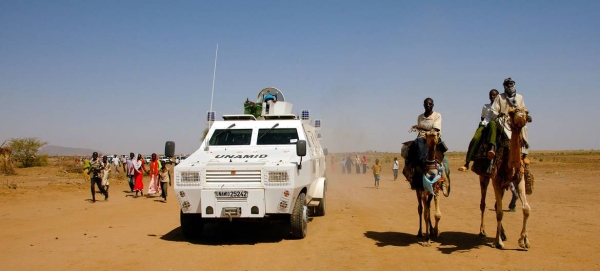 The African Union-United Nations Hybrid Operation in Darfur (UNAMID) patrols Shangil Tobaya in North Darfur, Sudan. — Courtesy photo
