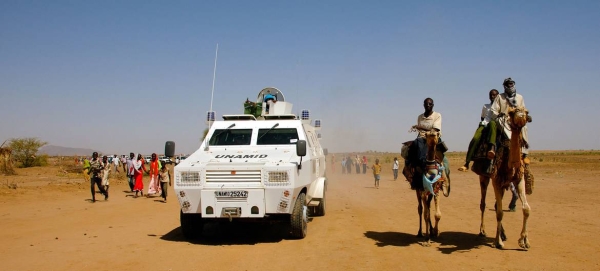 The African Union-United Nations Hybrid Operation in Darfur (UNAMID) patrols Shangil Tobaya in North Darfur, Sudan. — Courtesy photo