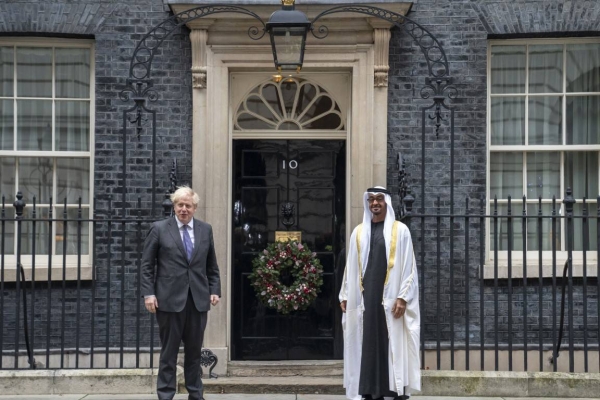 Abu Dhabi Crown Prince Sheikh Mohamed bin Zayed Al Nahyan met here on Thursday with British Prime Minister Boris Johnson. — WAM photos