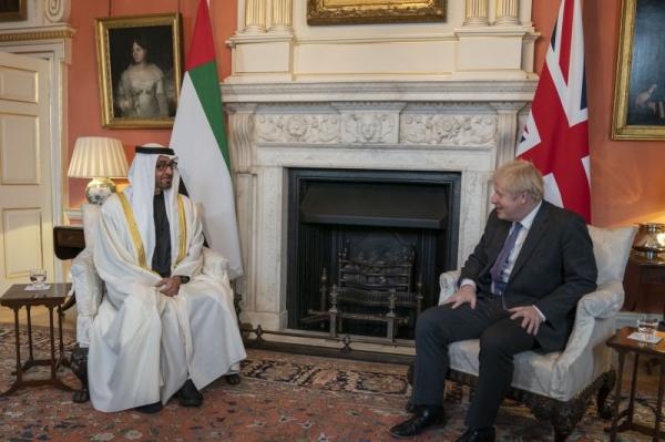 Abu Dhabi Crown Prince Sheikh Mohamed bin Zayed Al Nahyan met here on Thursday with British Prime Minister Boris Johnson. — WAM photos