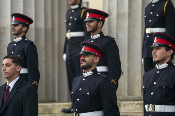 Abu Dhabi Crown Prince Sheikh Mohamed bin Zayed Al Nahyan, who is also the deputy supreme commander of the UAE armed forces, attended on Friday the graduation ceremony of his son, Sheikh Zayed bin Mohamed bin Zayed Al Nahyan, and several Emirati cadets at the Royal Military Academy Sandhurst in the United Kingdom. — WAM photos