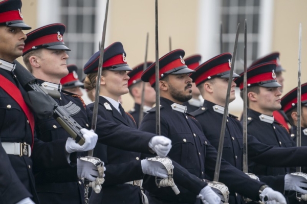 Abu Dhabi Crown Prince Sheikh Mohamed bin Zayed Al Nahyan, who is also the deputy supreme commander of the UAE armed forces, attended on Friday the graduation ceremony of his son, Sheikh Zayed bin Mohamed bin Zayed Al Nahyan, and several Emirati cadets at the Royal Military Academy Sandhurst in the United Kingdom. — WAM photos