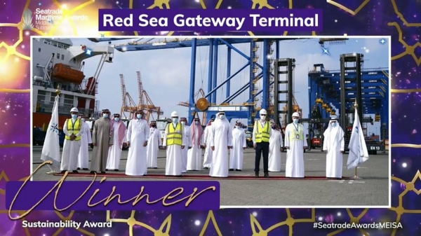 The Red Sea Gateway Terminal (RSGT), has been named winner of the 2020 Sustainability Award at the 17th Annual Seatrade Maritime Awards, Middle East, Indian Subcontinent & Africa, hosted virtually from Dubai.