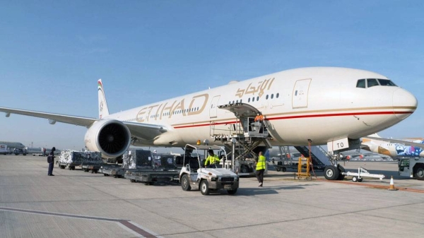 The United Arab Emirates Wednesday sent a third aid plane carrying 14.4 metric tons of medical supplies and testing kits to the Gaza Strip in coordination with the Commission for Solidarity in Gaza.