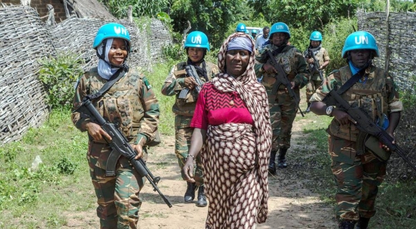 MINUSCA peacekeepers securing the headquarters of the National Elections Authority, the Central African institution in charge of the organization of the 2020-2021 elections. — courtesy MINUSCA/Francis Yanbedji