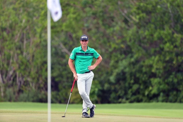 Matt Wallace of England tees off on the 17th hole during Day 2 of the Saudi International at Royal Greens Golf and Country Club on Jan. 31, 2020 in King Abdullah Economic City, Saudi Arabia. — courtesy photo by Ross Kinnaird/Getty Images)