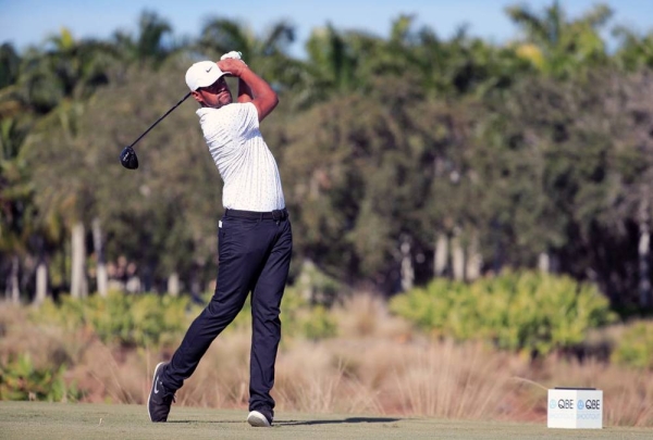 Matt Wallace of England tees off on the 17th hole during Day 2 of the Saudi International at Royal Greens Golf and Country Club on Jan. 31, 2020 in King Abdullah Economic City, Saudi Arabia. — courtesy photo by Ross Kinnaird/Getty Images)