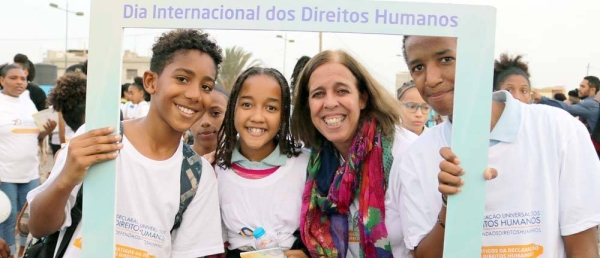 File photo shows Ana Patricia Graça (2nd from right), UN Resident Coordinator in Cape Verde meets young activists on Human Rights Day. — courtesy UN Cape Verde