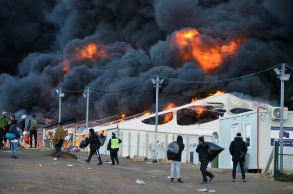File photo of Lipa camp on fire. The camp was closed by local authorities forcing over 1,000 migrants onto the streets. — courtesy Ervin Causevic@IOM2020
