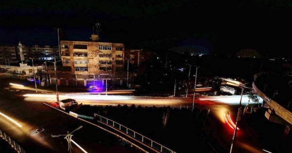 A general view of the blackout after fault developed in power transmission lines in Karachi, Pakistan, on Saturday. 